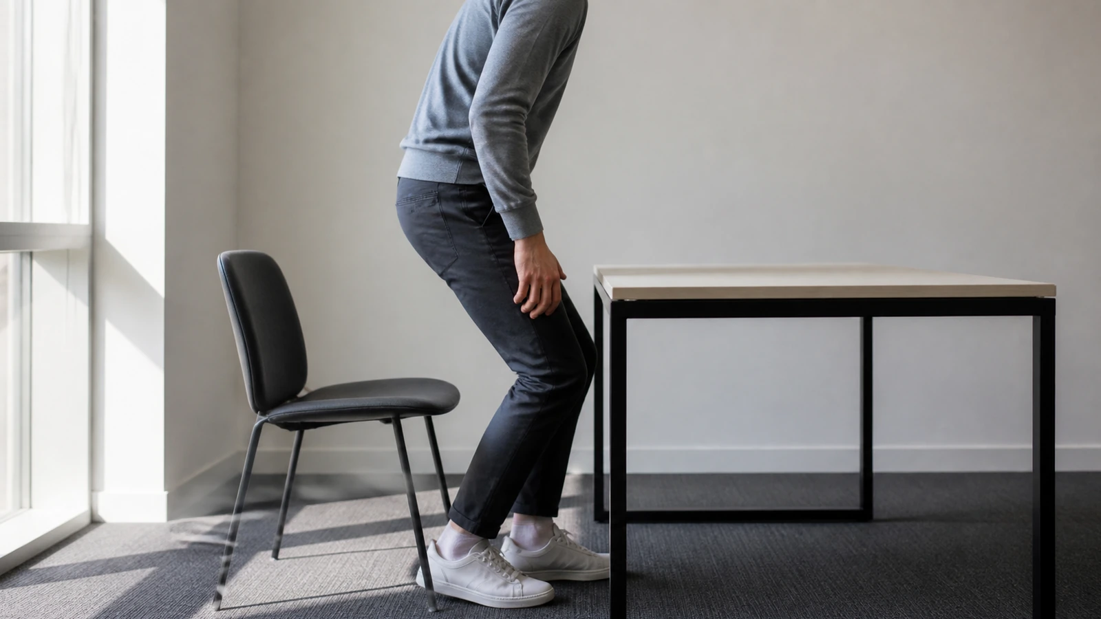 Adulte alternant travail assis et position debout